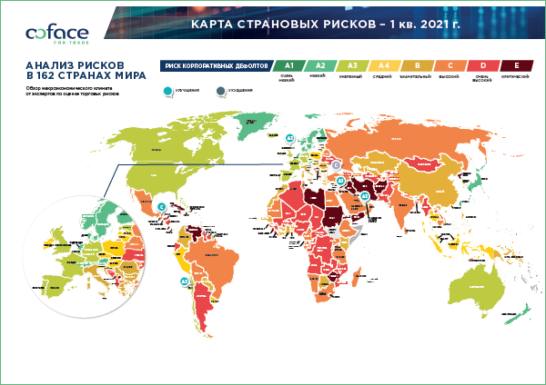 Coface - Карта страновых рисков 1 кв. 2021 г.