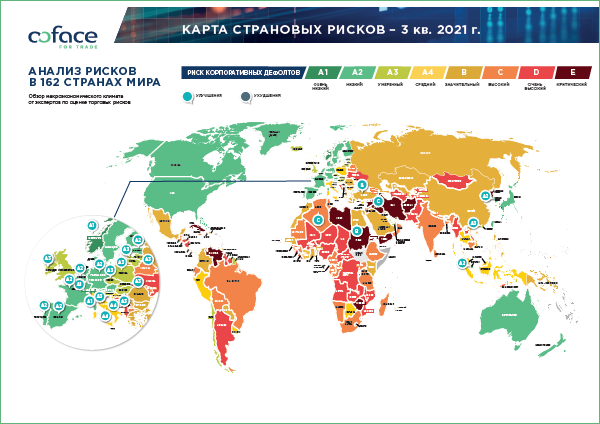 Карта страновых рисков Coface - 3 кв. 2021 г